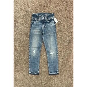 NWT Gap Kids 90s Straight Jeans 10 Slim Medium Destroy Organic Cotton Washwell